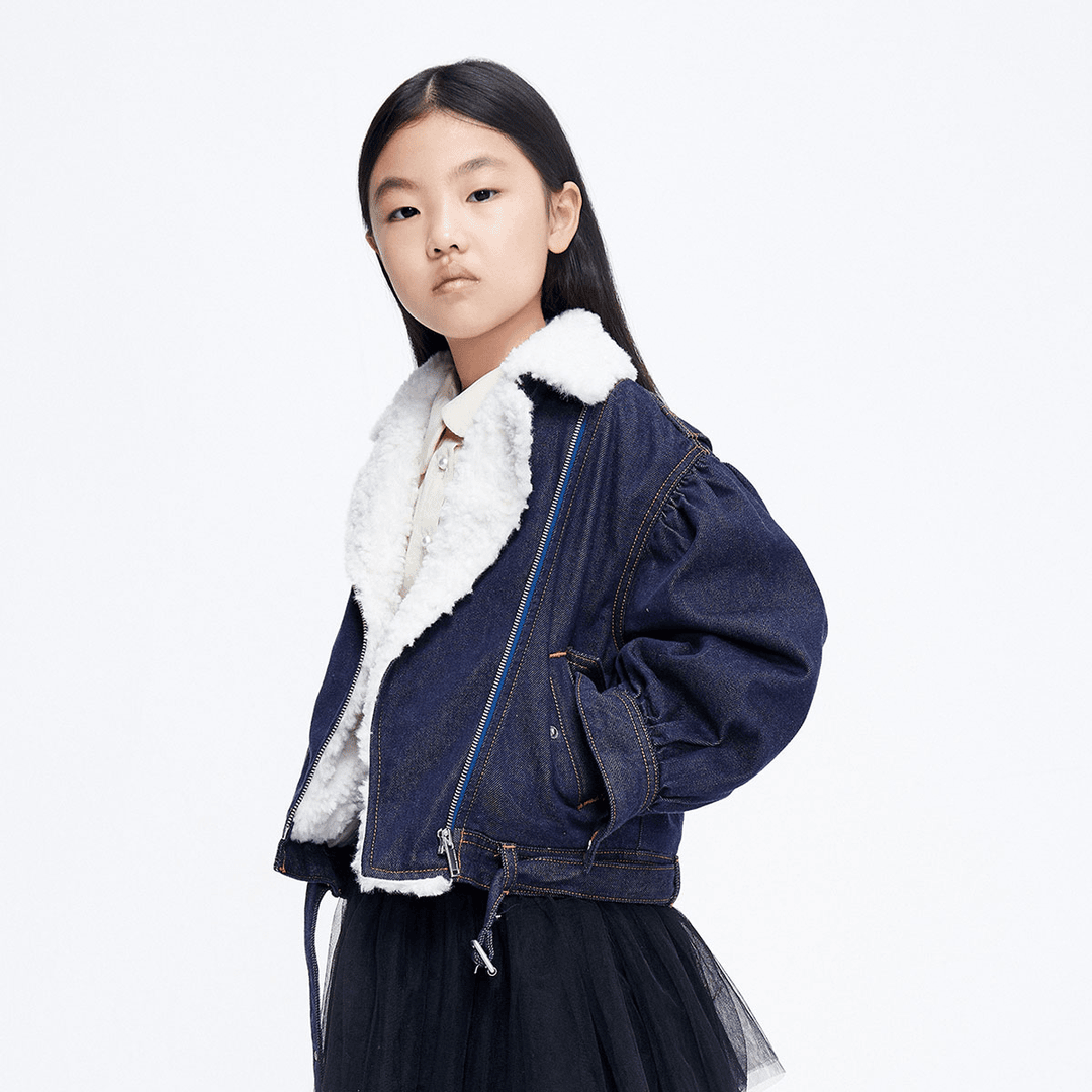 【加绒】littlemoco童装女童宽松翻领短款冬季工装外套#KBA4JKT018