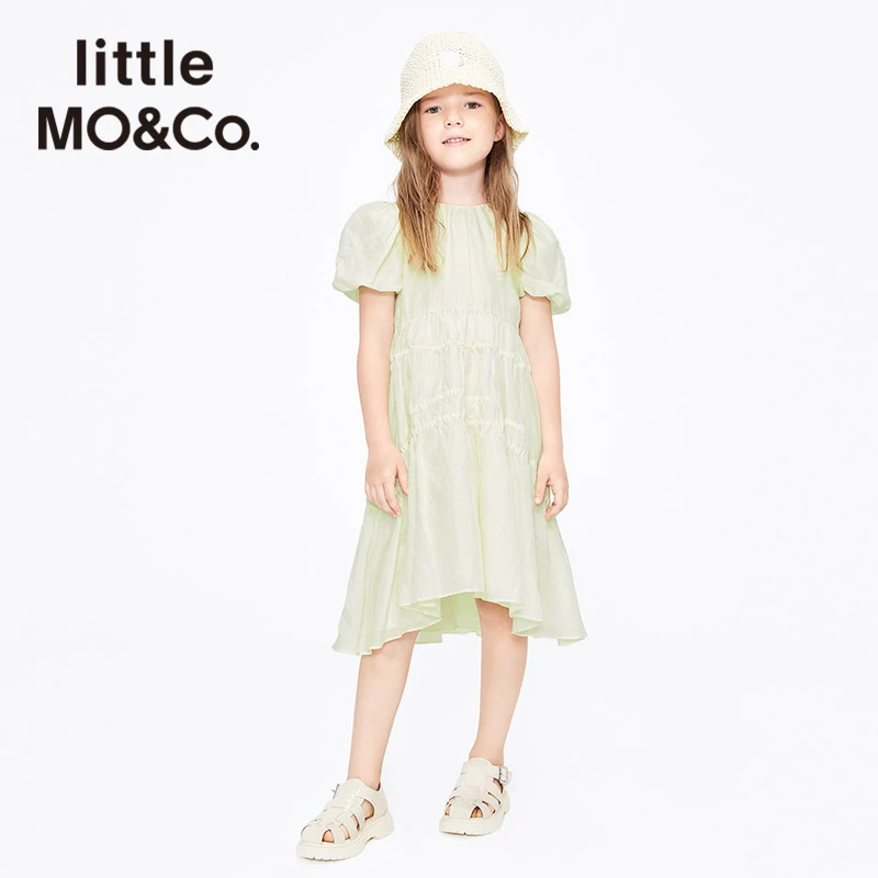 little moco童装22夏装新款女童泡泡袖短袖连衣裙子#KBB2DRS031