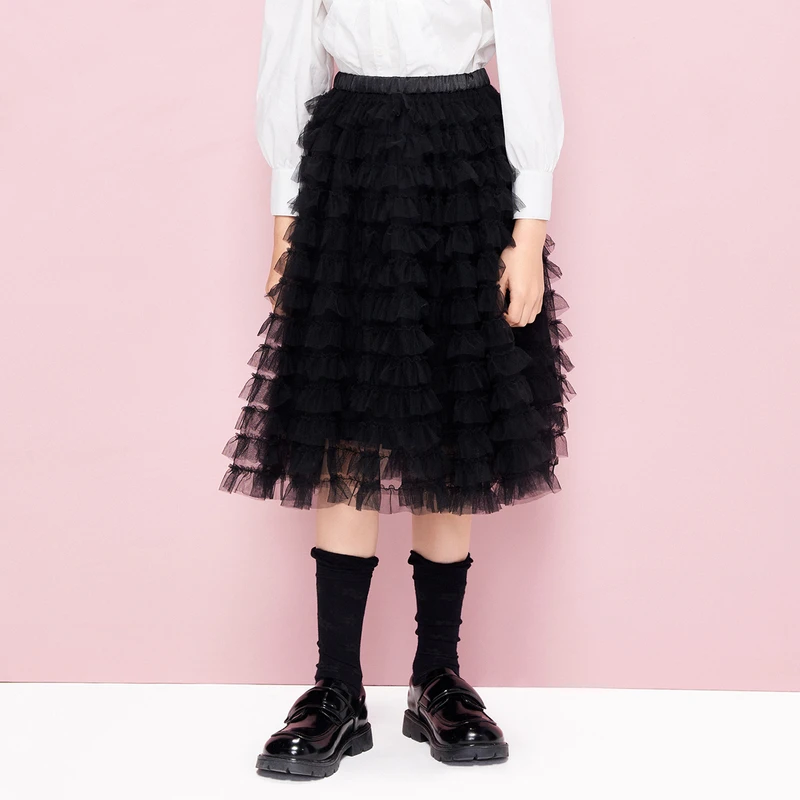littlemoco童装22秋装新款女童中长款网纱半身裙子#KBB3SKT006