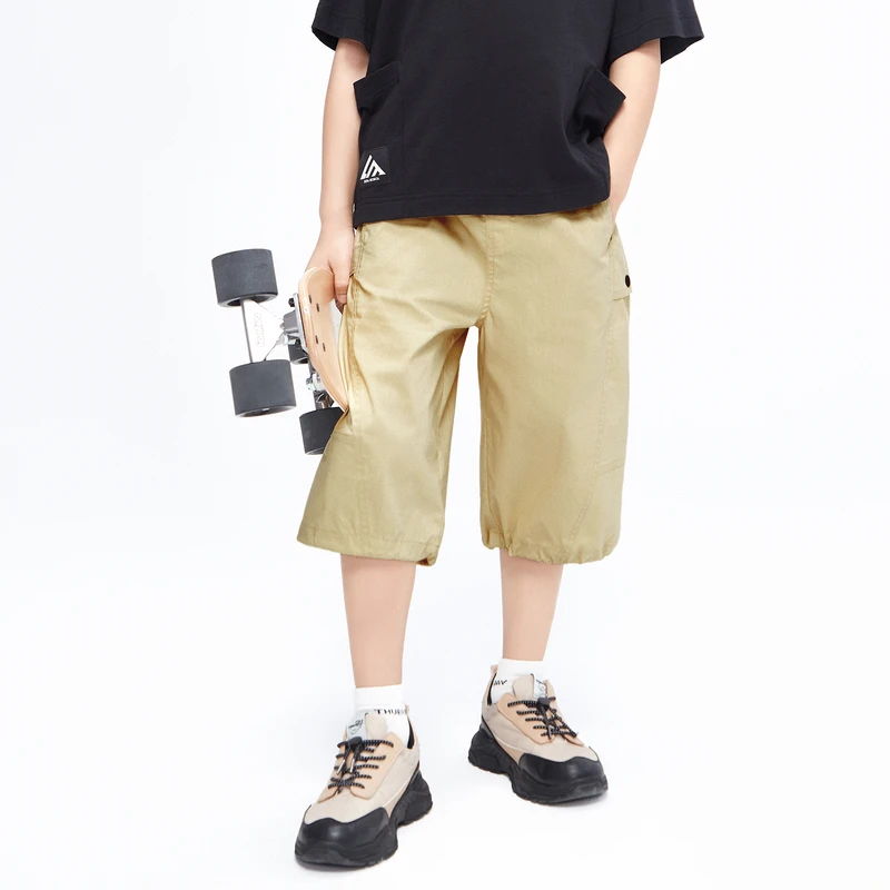 little moco童装23夏装新款男童休闲裤工装风七分裤子#KBC2PAT001