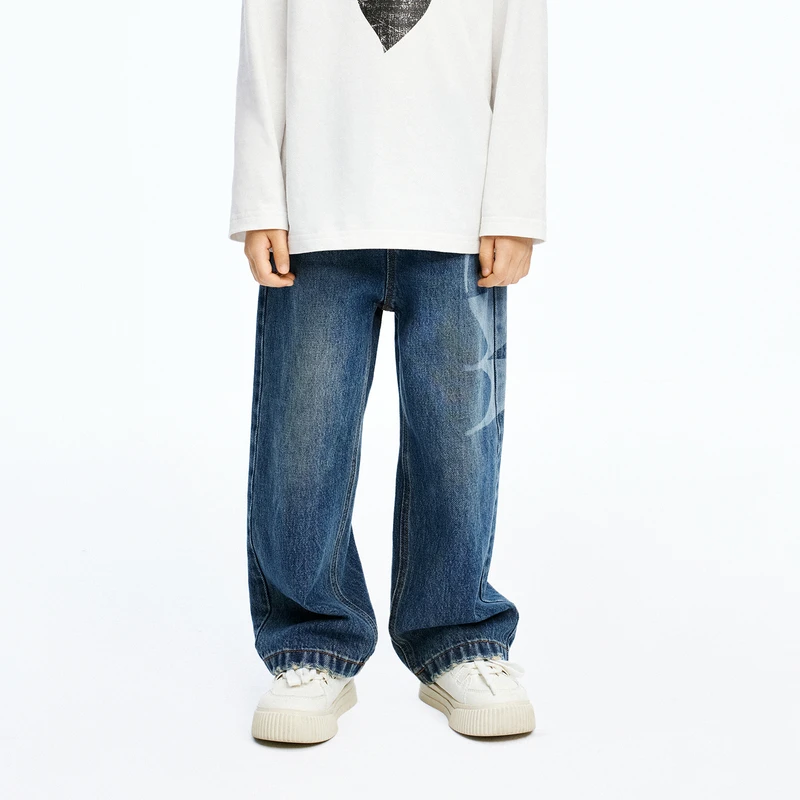 littlemoco童装24冬装新款男女童牛仔长裤直筒裤#KBD4JEN012