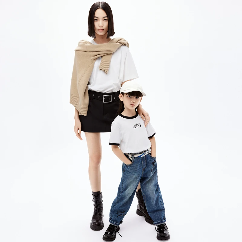 littlemoco童装24春新款女童亲子装5A抑菌短袖T恤#KBD1TEE003