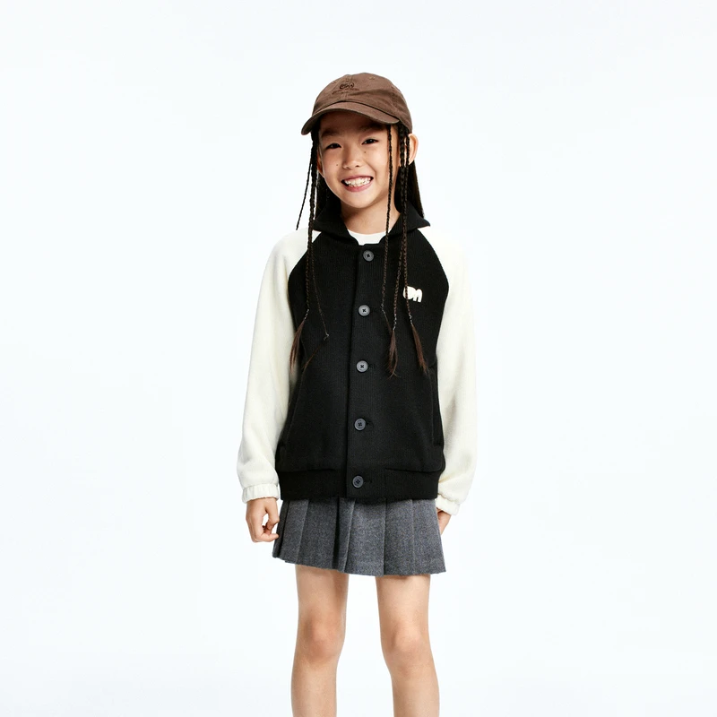littlemoco童装新款男女童翻领针织衫外套#KBD4COTT03