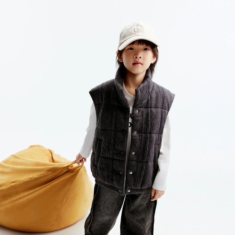 littlemoco童装24秋新款男女童无袖背心马甲夹克棉服#KBD3QJK004