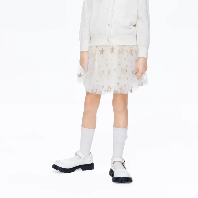 littlemoco童装24夏装新款女童闪粉星星网纱半身短裙#KBD2SKT005