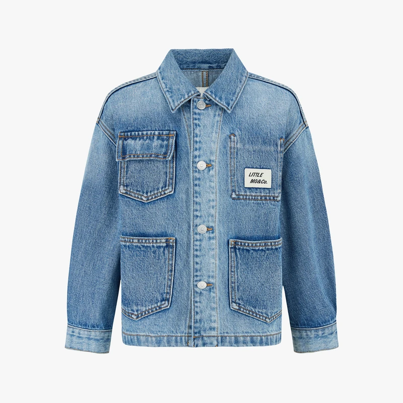 littlemoco童装24秋新款男女童长袖牛仔外套夹克#KBD3JKT042