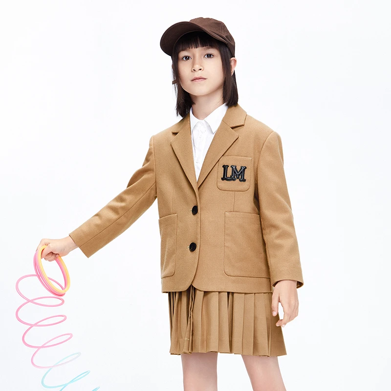 little moco童装秋装新款女童复合百褶裙西装夹克#KBB3JKT004