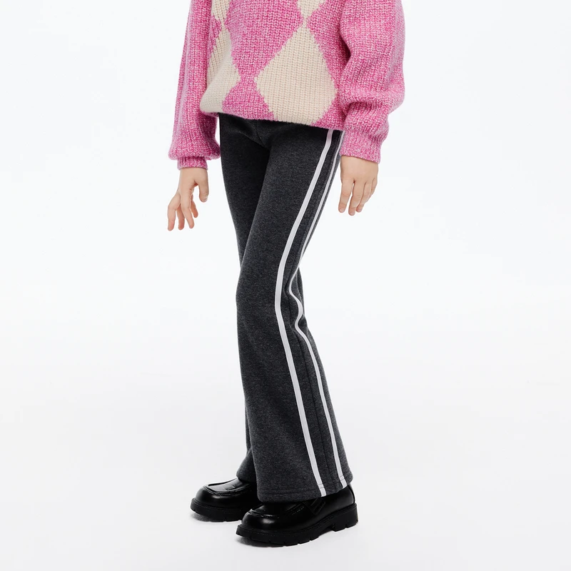 littlemoco童装23冬装新款女童抑菌加绒微喇叭裤长裤#KBC4PATT01