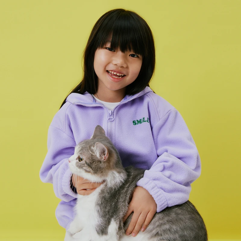 little moco童装22秋装新款男女童摇粒绒连帽夹克外套#KBB3JKTT06