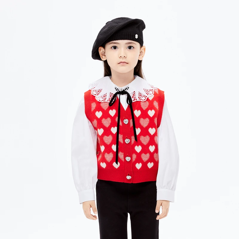 littlemoco童装24春装新款女童毛衣背心马甲开衫#KBD1SWT010