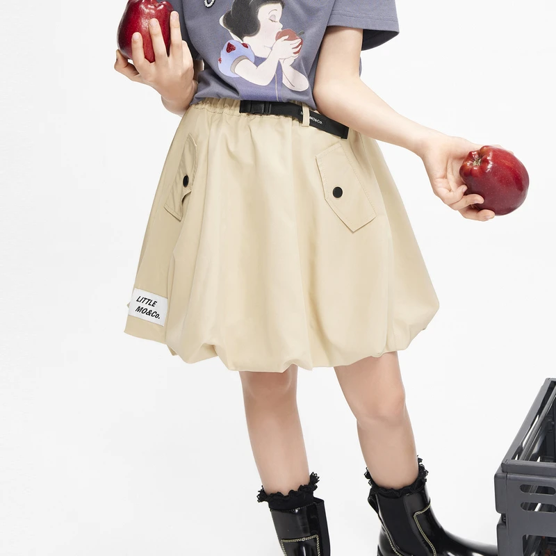 little moco童装22秋装新款女童工装风花苞裙子半身裙#KBB3SKT001