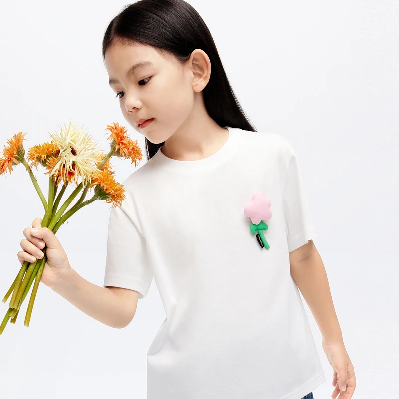 littlemoco童装24夏装新款女童吸湿速干衣简约短袖T恤#KBD2TEET07