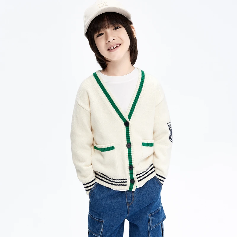 美丽诺绵羊毛 littlemoco童装男女童毛衫外套V领开衫#KBC3CAR005