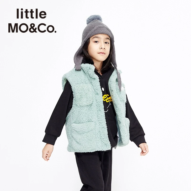 littlemoco男女童外套多口袋珊瑚绒仿毛无袖马甲潮#KBA4JKT006