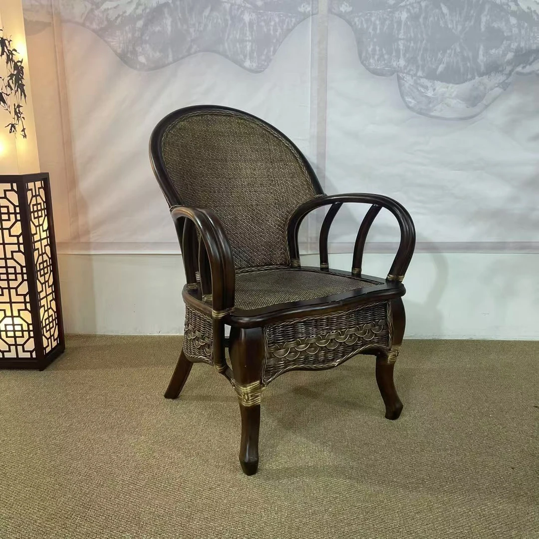 家居天然真藤椅三件套家用滕椅阳台茶桌椅组合休闲单个靠背腾椅子