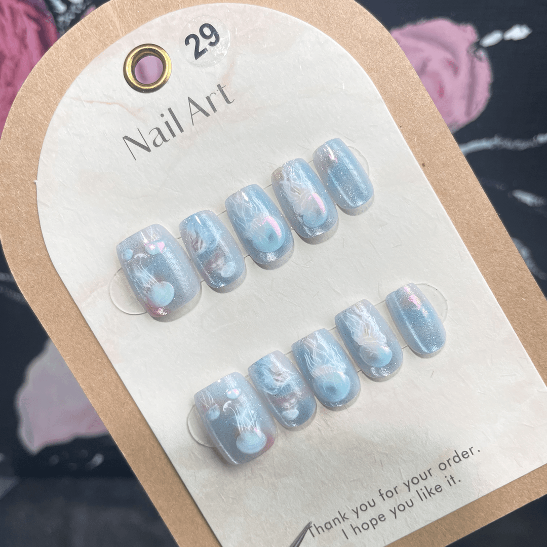 水母超短款29穿戴甲高端INS风批发立体美甲