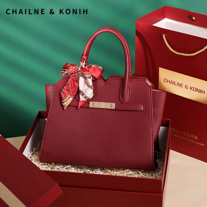 高级感中年包包女款2025新款时尚大容量红色手提包礼物妈妈包结婚