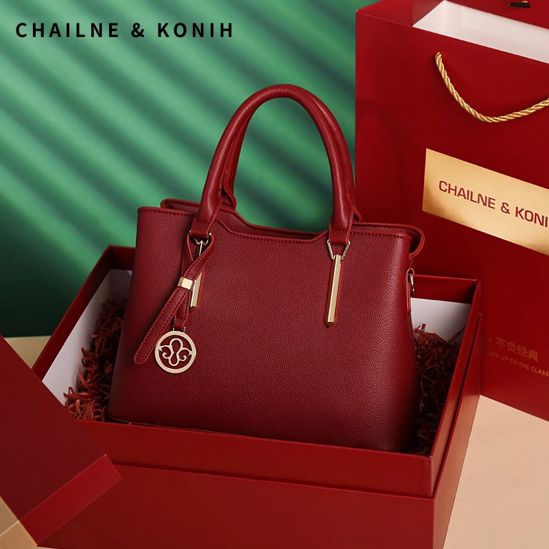 红色妈妈包结婚高级感中年女款大容量手提斜挎包大气婚礼婆婆包包