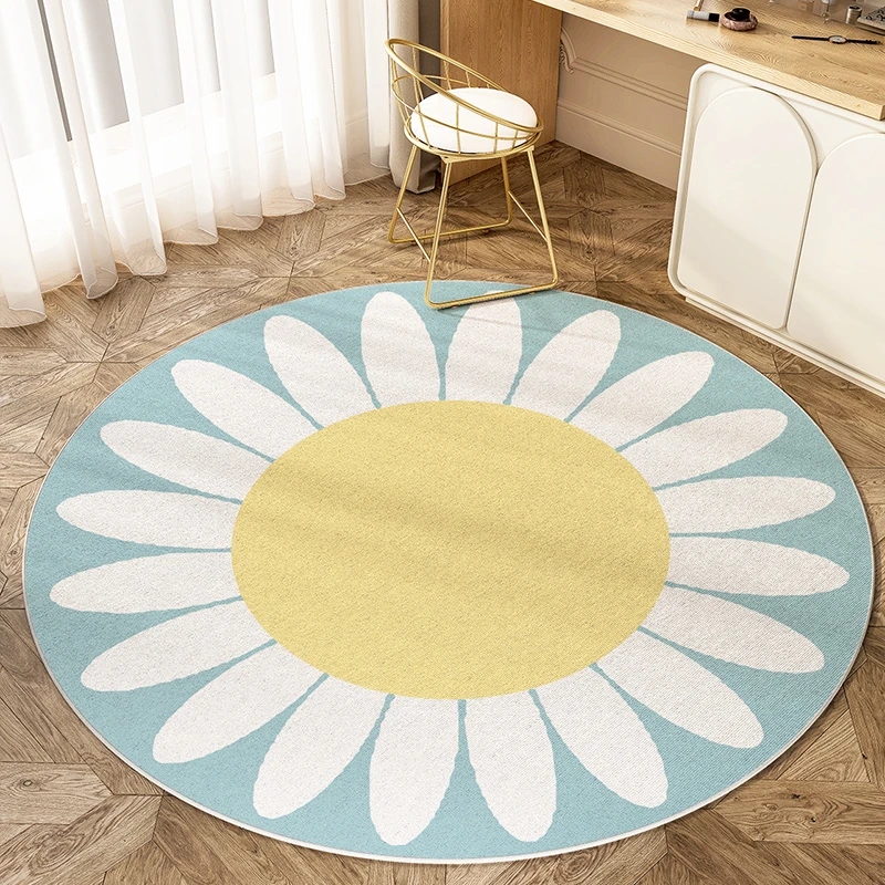 奶油小香风客厅地毯2026新款圆形地垫化妆椅垫梳妆台下毯卧室定制