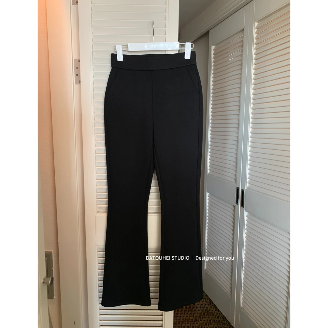 大头黑STUDIO【又瘦又暖】2024女秋冬时尚加绒微喇裤D224Z18493