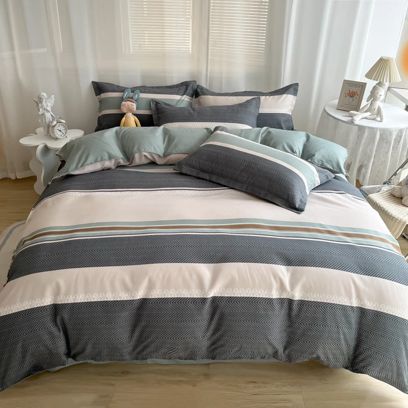 清仓简约加厚磨毛斜纹床上用品四件套床单被罩宿舍双人被套1.8M