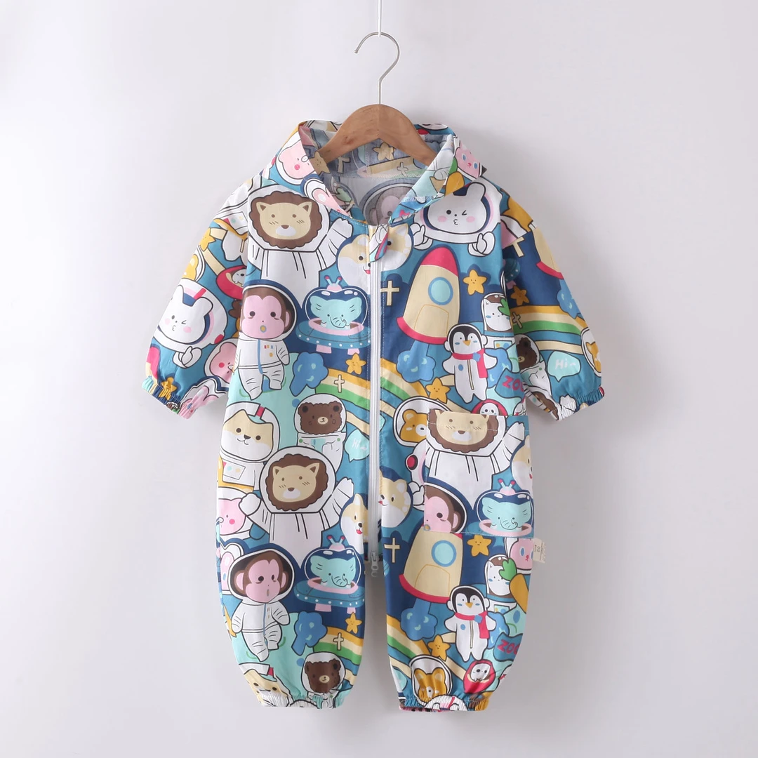 宝宝罩衣爬行服婴儿一体护衣儿童连体全身防脏爬爬服哈服四季纯棉