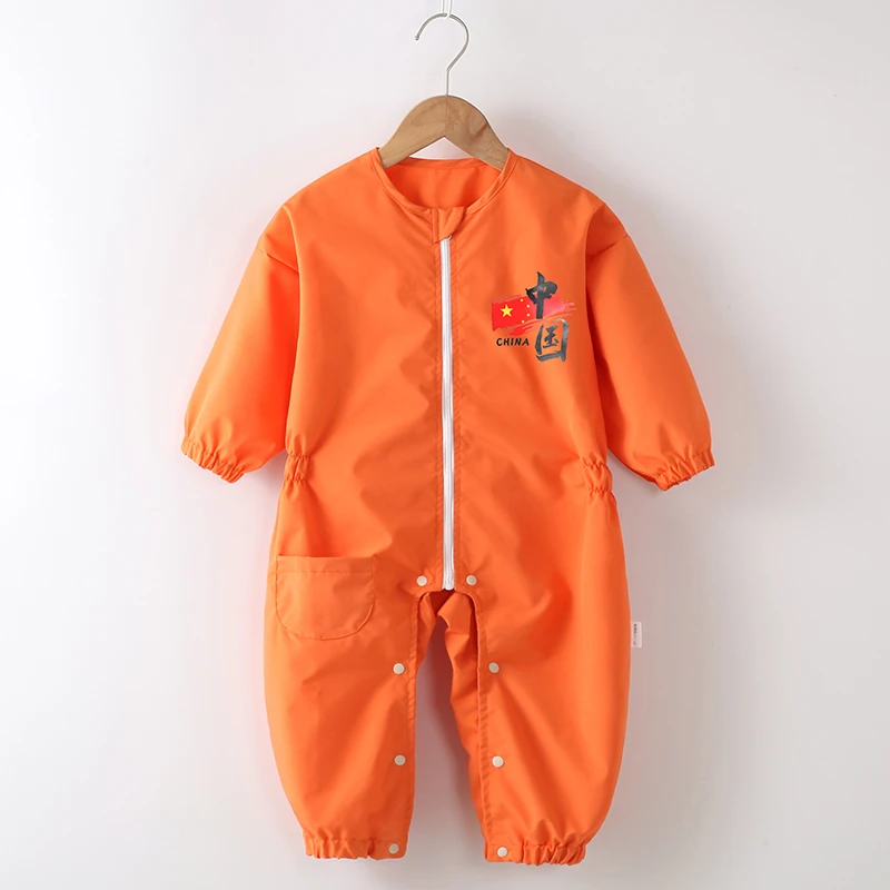 宝宝连体罩衣防水防脏爬爬服儿童耐脏一体式连体衣罩衣男女画画服
