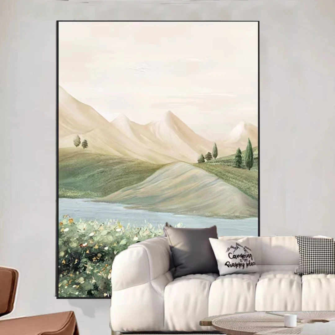 玄关装饰画防水平面餐厅质感制作立体肌理油画落地画轻奢风景挂画