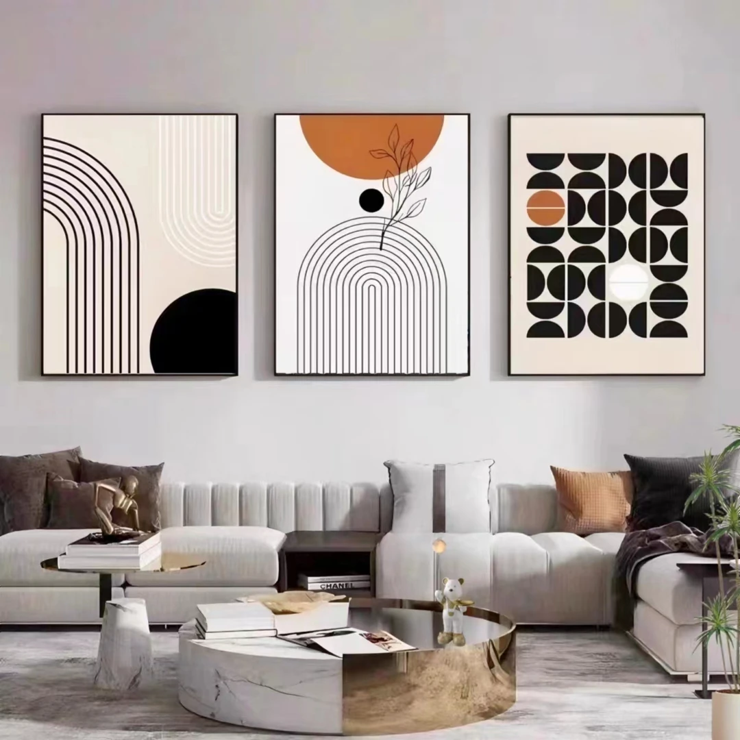 铝合金简约喷绘客厅质感抽象线条画黑白平面挂画风景防水晶瓷画