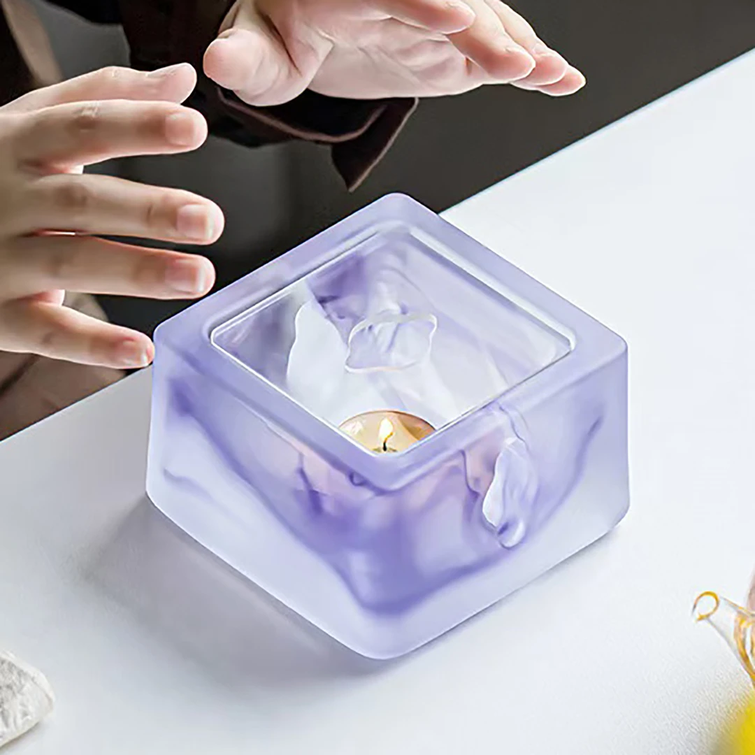 伴斤好物 温茶器家用蜡烛烤茶炉紫色水墨玻璃茶炉底座保温围炉