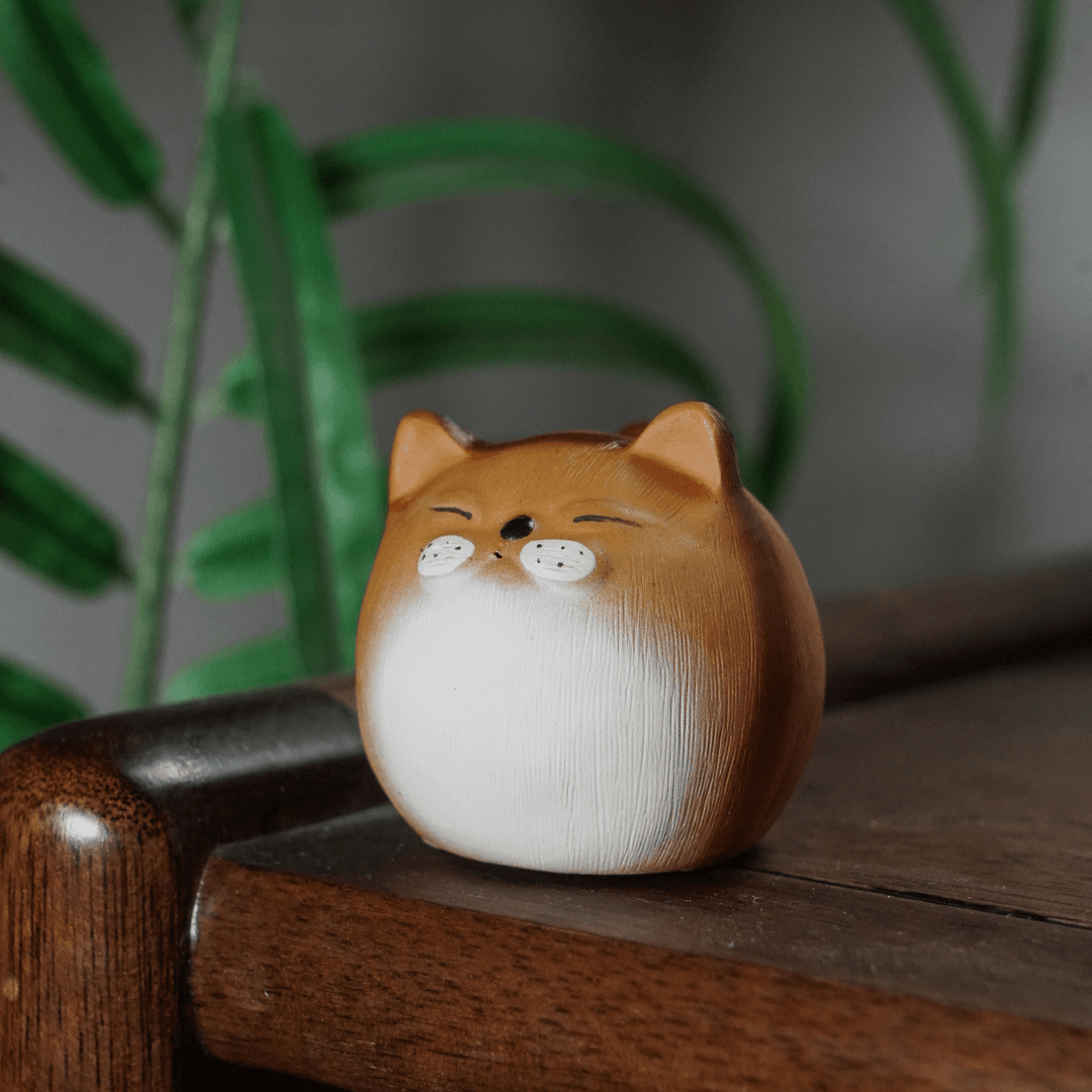 茶周边  手工茶宠猫萌兔陶瓷紫砂可爱茶道手捏车载工艺品小茶宠