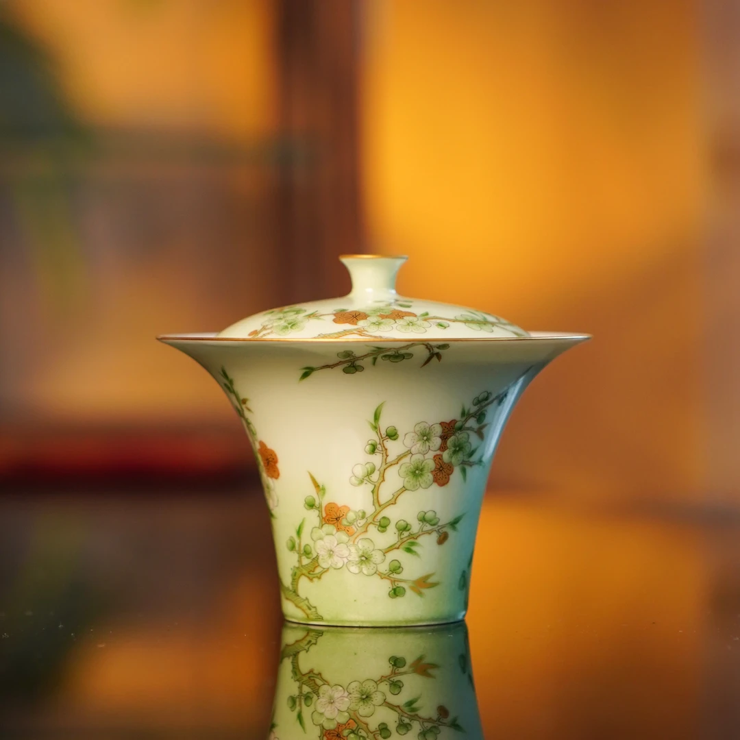 合吾  春天里盖碗  茶具中式茶道手作纯手工陶瓷饮茶  HWDZ1376