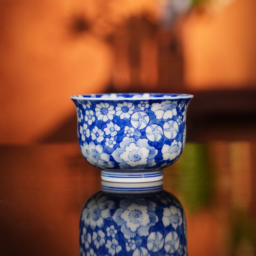 亦然堂  万花小炉式杯  茶具中式茶道喝茶用手工NH3096银