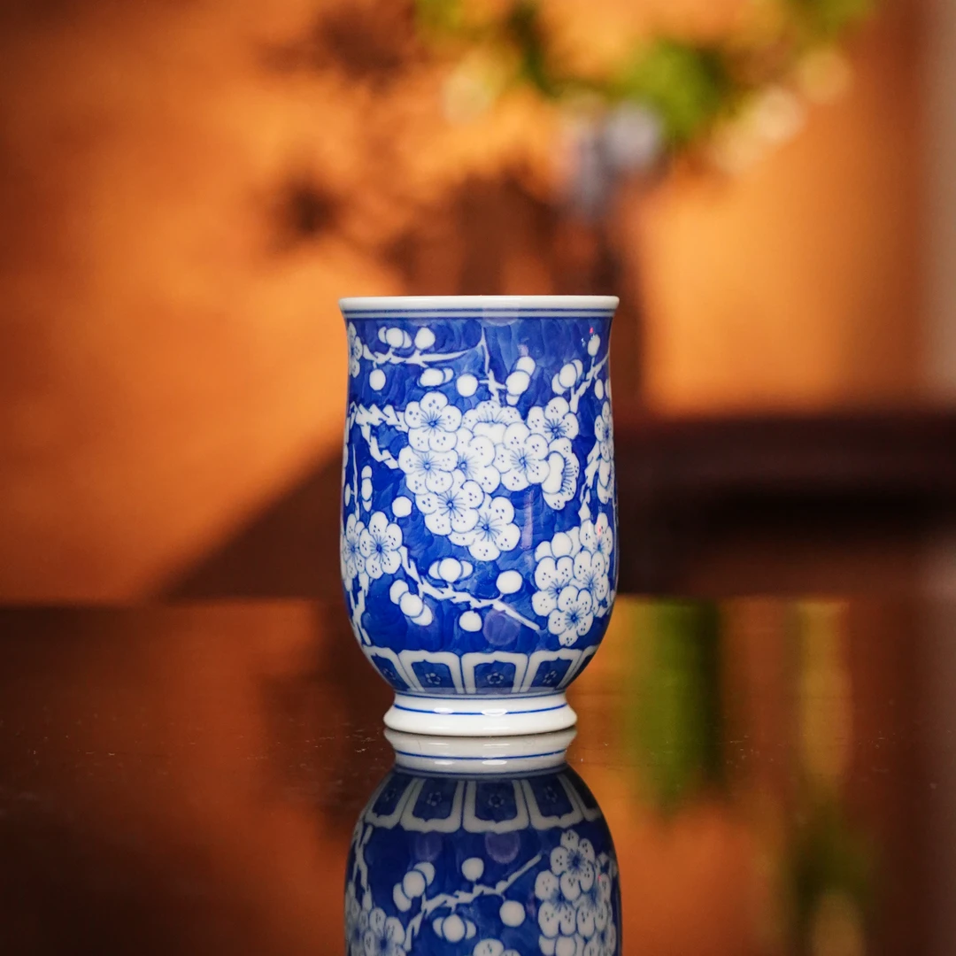 亦然堂  冰梅竹节杯  茶具中式茶道喝茶用手工NH3084银