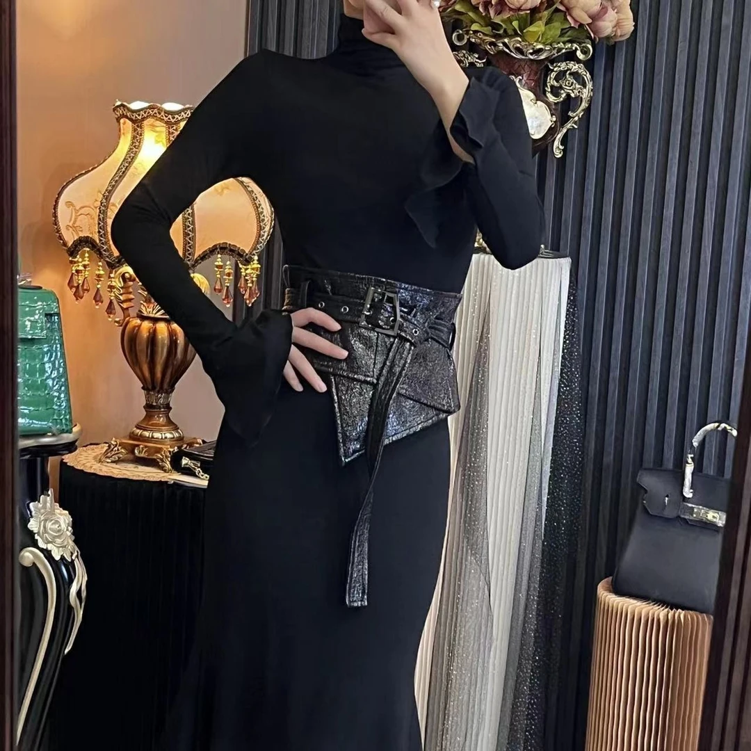 曹掌柜不规则鱼尾修身女人味长裙（不含腰封）（微瑕疵特价不退换）