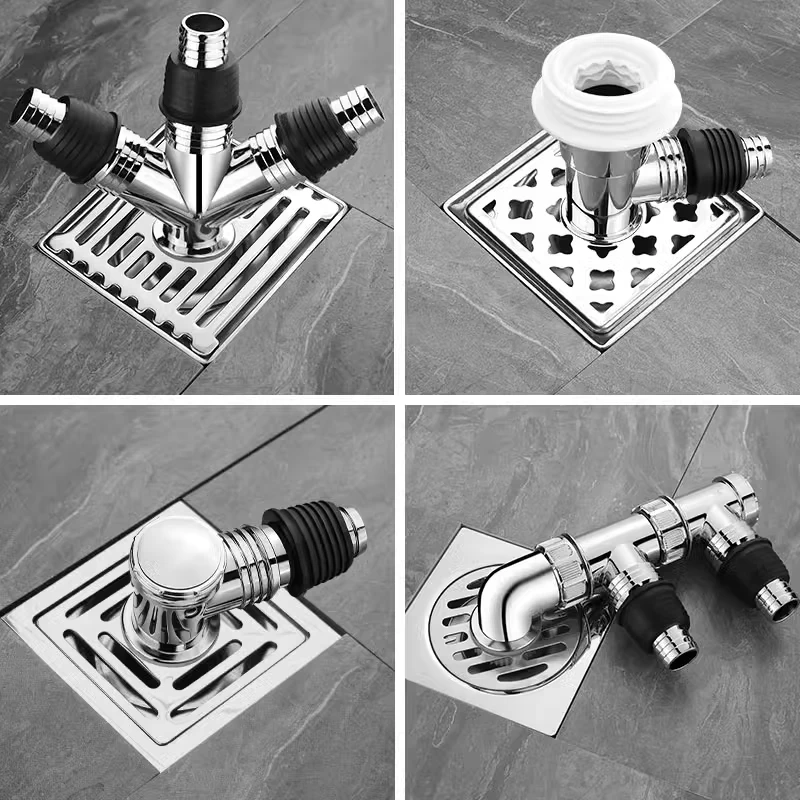 洗衣机地漏专用接头下水排水管道防反溢水二合一三通方形地漏盖子
