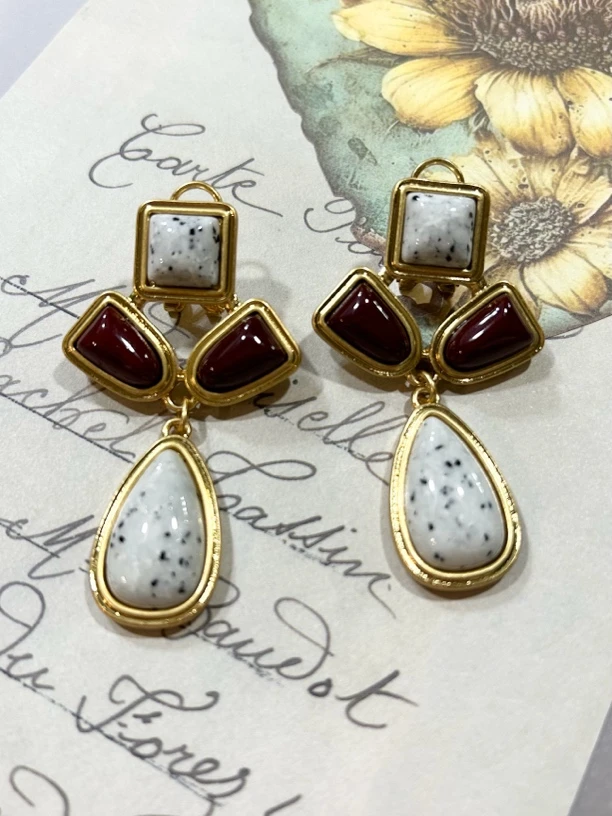 铜合金耳饰 1791吊坠耳饰优雅中古宫廷风手工复古风