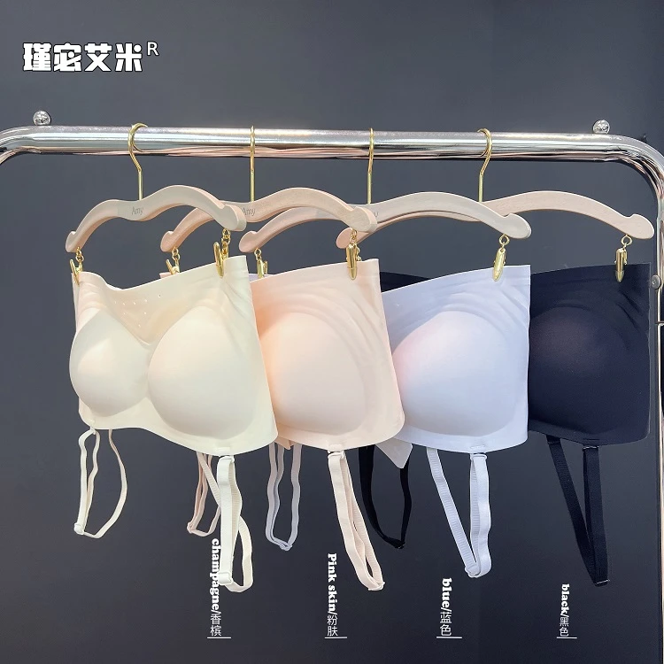 【月儿专享】Amy 10658#《会呼吸的奶皮无肩带》一字围两穿内衣