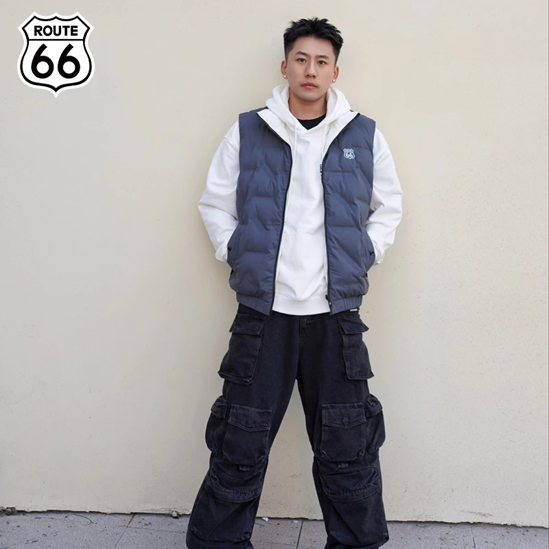 66号公路 羽绒马甲男女秋冬白鸭绒保暖内胆双面穿背心B3D08D0332