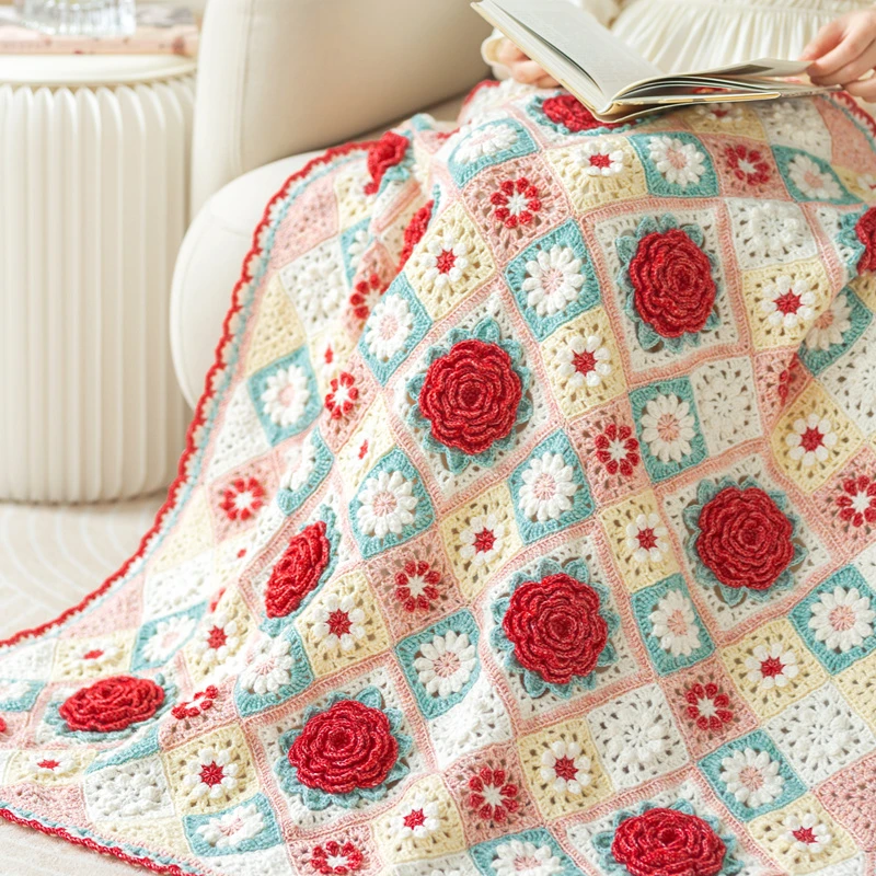 趣织社卉馨繁花毯手工编织DIY毛线团钩针材料包