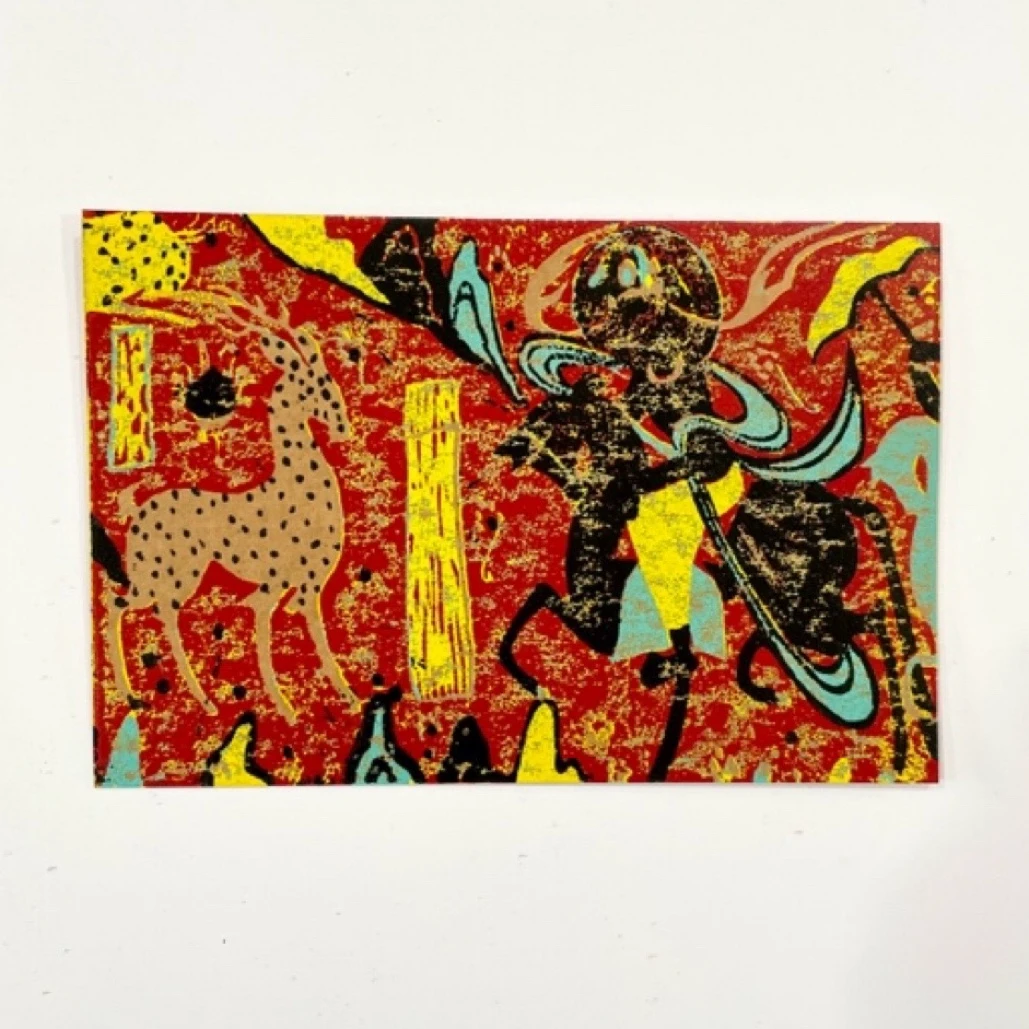 版画手工明信片敦煌壁画《鹿王本生》