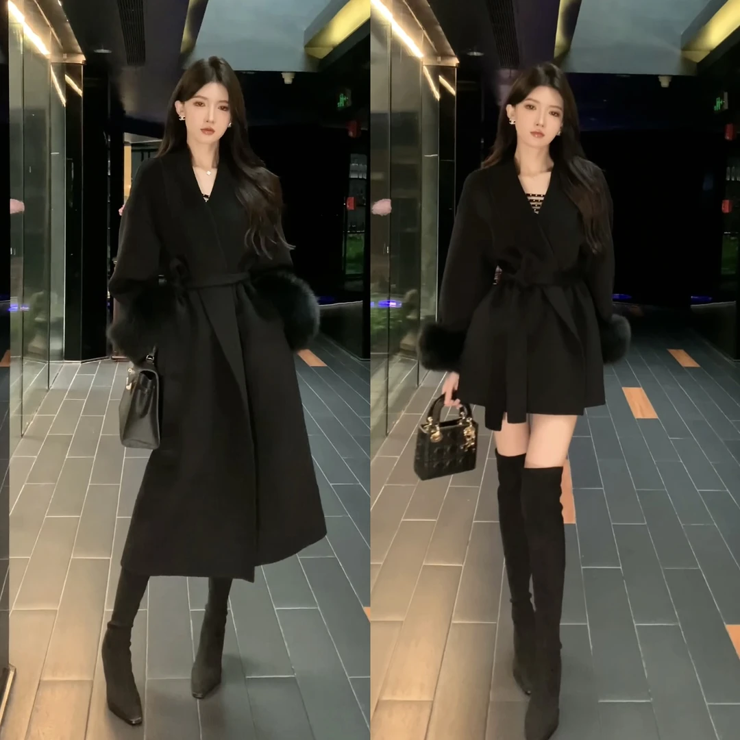 现货暴暴家 秋冬时尚气质双面呢外套B0541