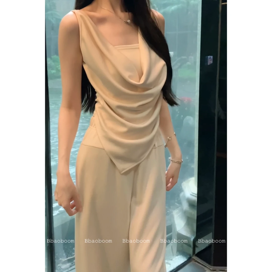 现货暴暴家 荡领防走光无袖气质显瘦上衣 B0686