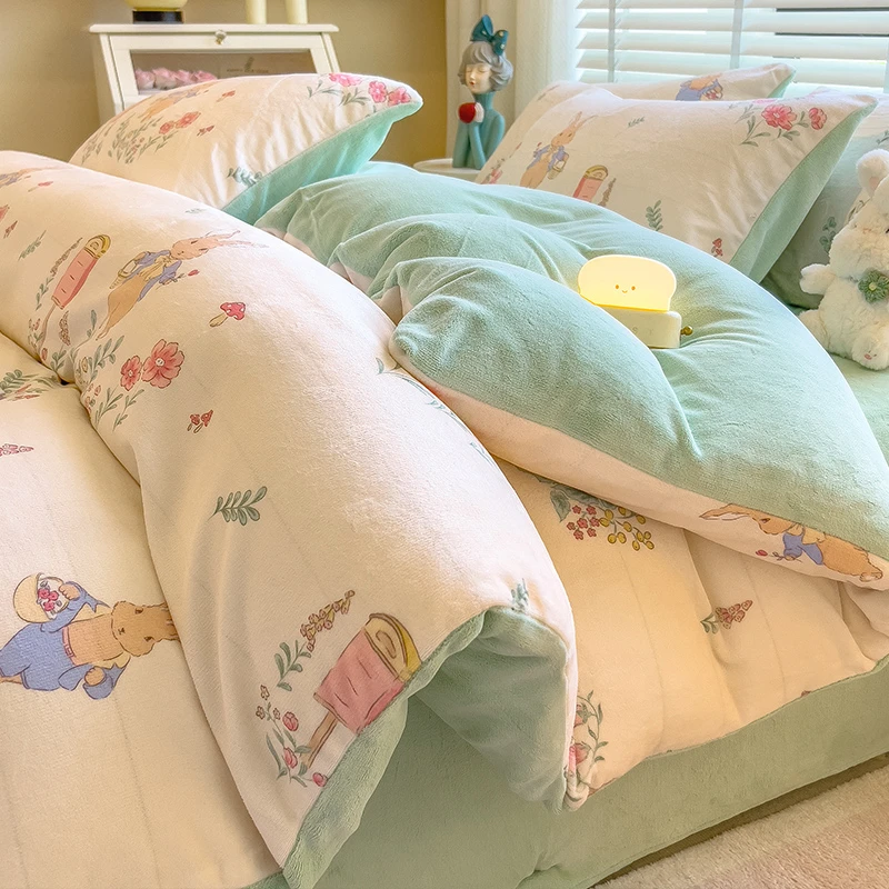 冬天加绒被套单件150x200x230双面绒被罩大学生宿舍保暖牛奶绒被