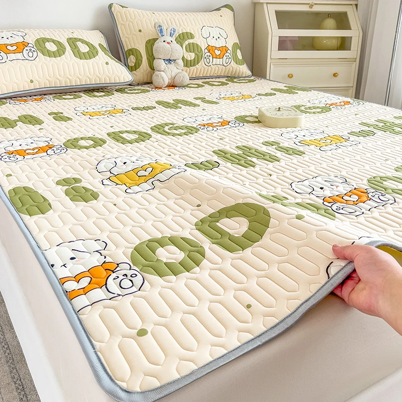 乳胶凉席三件套双人1.8m加厚冰丝凉席夏季空调软席子两件套0.9米