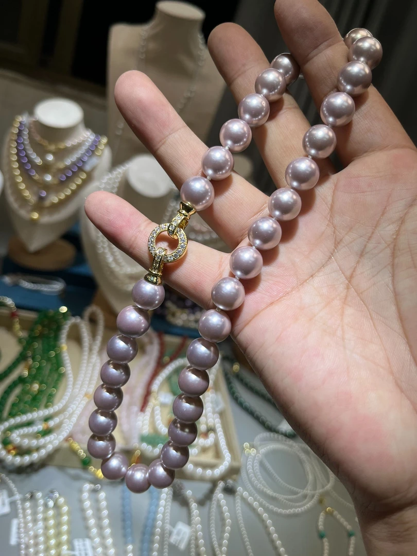 设计款12mm粉紫元盘扣时尚项链v-035