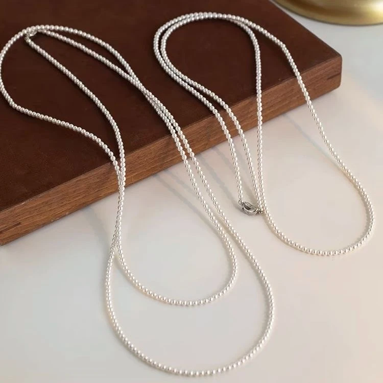 极光白5mm小米珠毛衣链