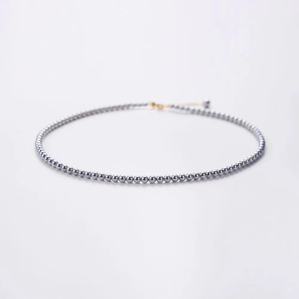 奶奶灰小米珠3-4mm小米珠项链