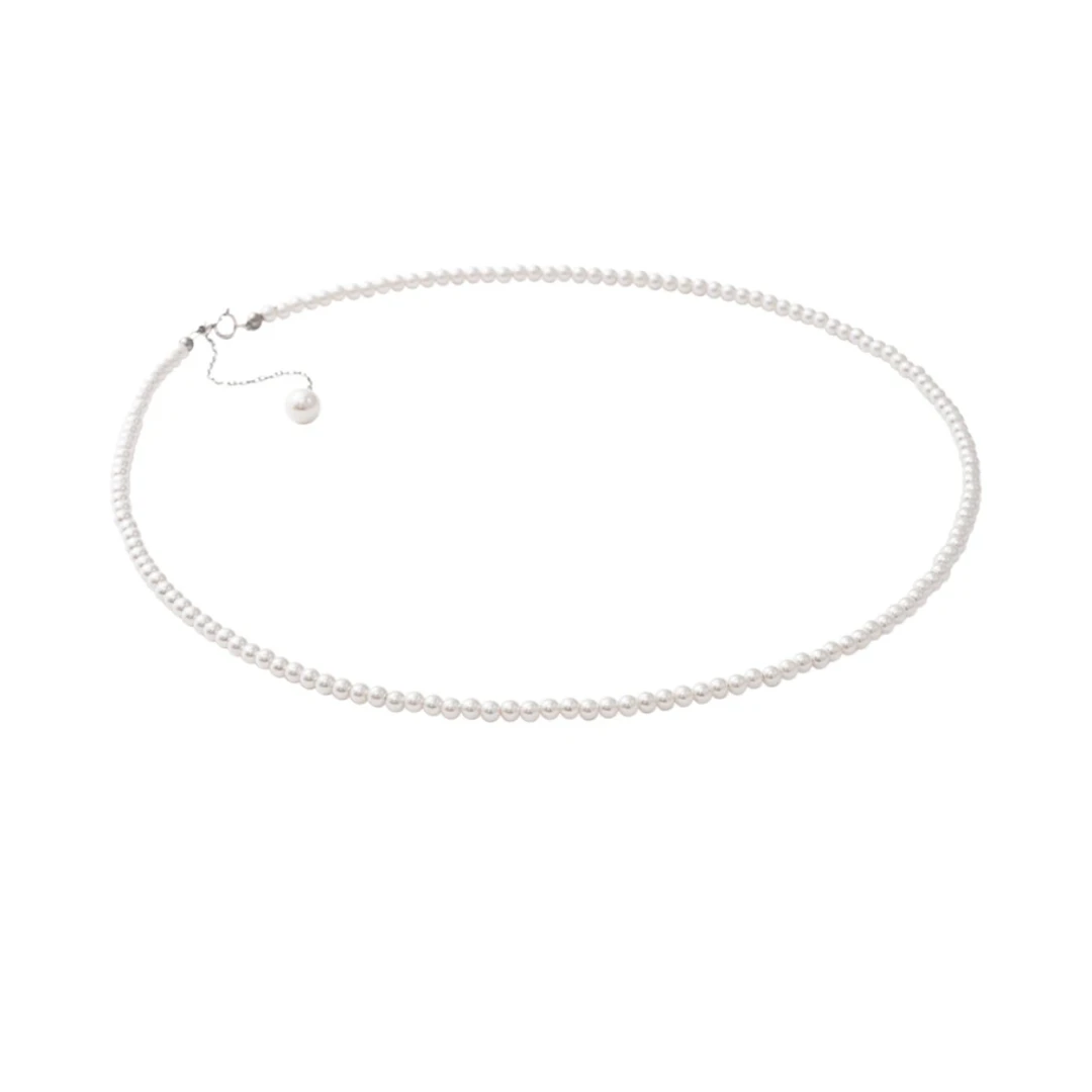 链子925银 【专属】正圆强光极光白小米粒小米珠项链百搭气质AAA-01