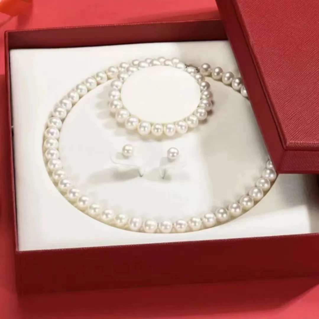 三件套极光白8mm妈妈链项链K005
